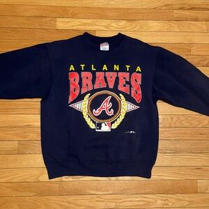 Vintage Atlanta Braves Baseball Crew Neck Sweatshirt Size Large